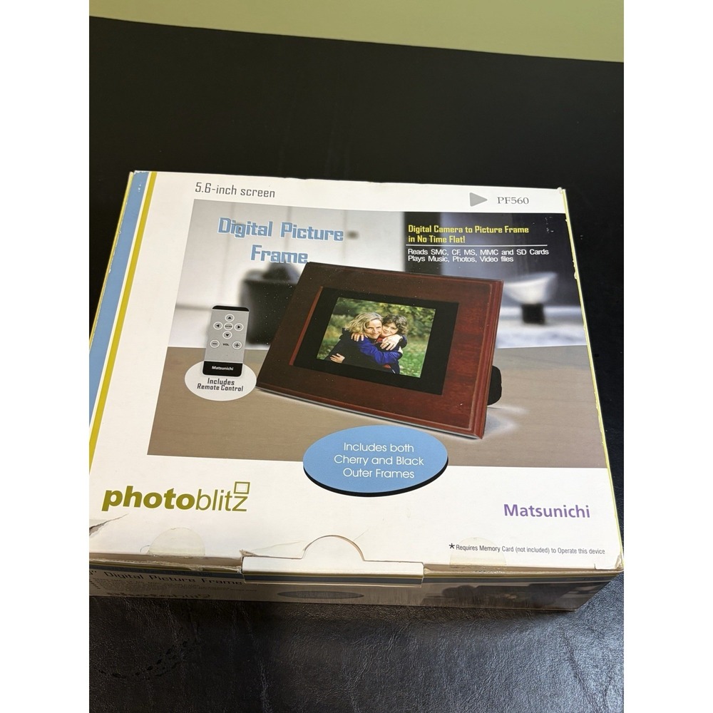 Photoblitz Digital Picture Frame PF5e 5.6 Inch Cherry 128 MB Card NEW Open Box